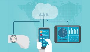 Concept of connected health and fitness tracker and devices